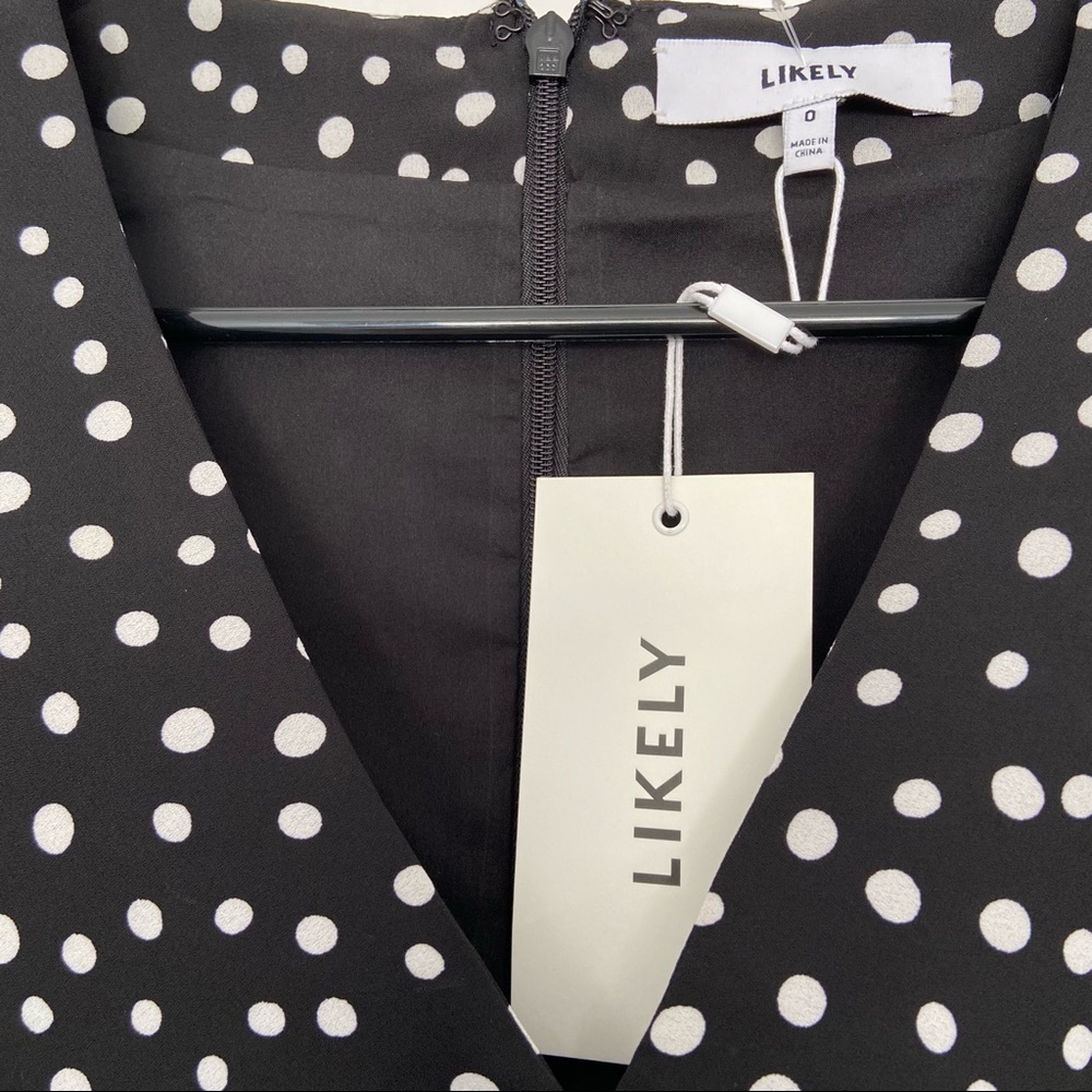 LIKELY Corinne Polka Dot Dress Black Size 0 - Picture 9 of 14